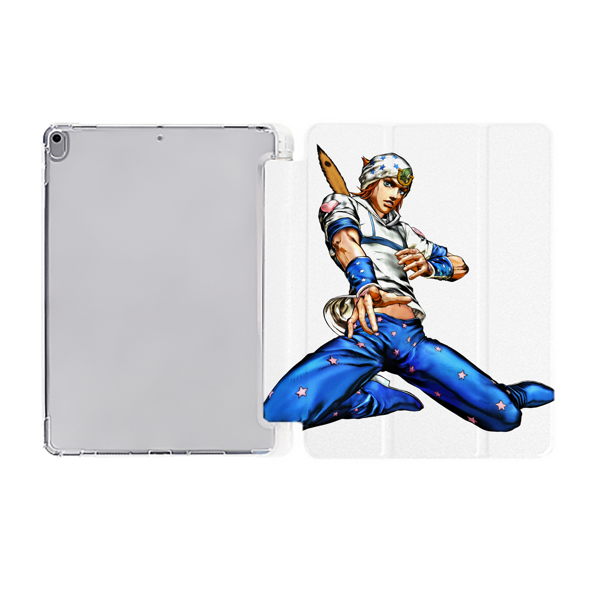 （画像用） ジョジョの奇妙な冒険 ジョナサン?ジョースター JoJo's Bizarre Adventure Jonathan Joestar IPad ケース ペン収納付き 三つ折りスタンド PUレザー×シリコン 対応機種9.5/10.5/10.9インチ